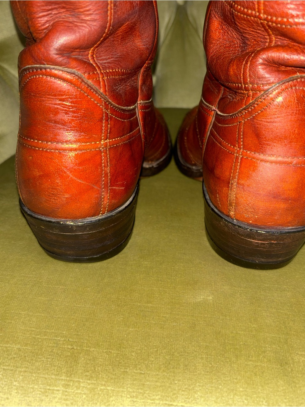 Luskeys Mens Size 10.5 D Brown Leather patchwork Western Cowboy Boots - Picture 5 of 11